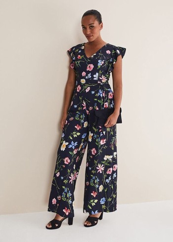 Phase Eight Kallie Floral Wide Leg Jumpsuit Navy/Multicolor Canada | SJONHZ-672